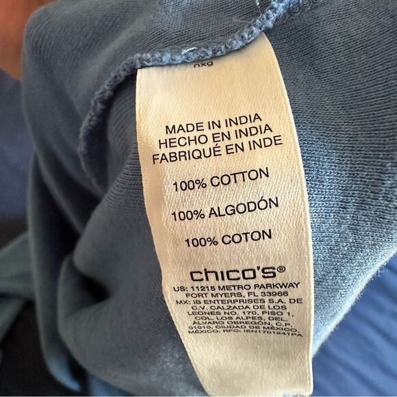 Chico's Blue Button-Detail Long Sleeve Tunic L - Picture 6 of 7